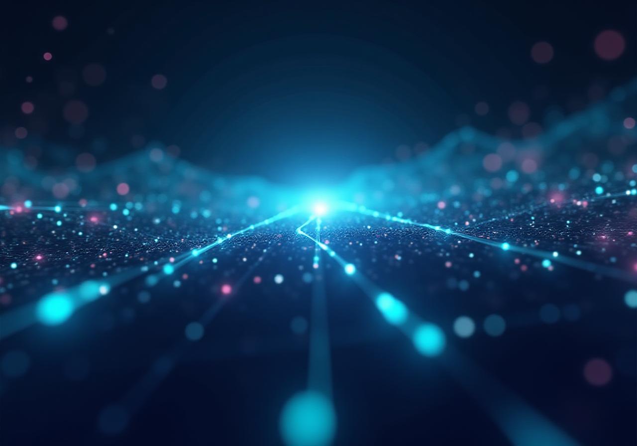 데이터 보안을 시각화한 추상적인 디지털 네트워크 배경